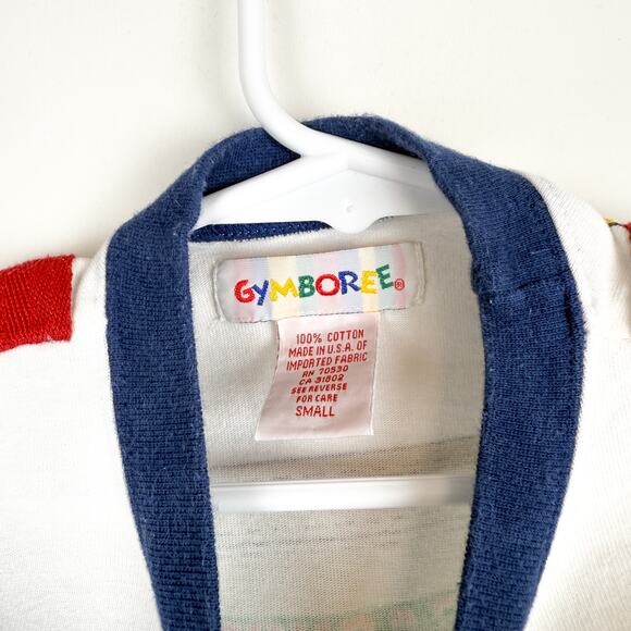 Vintage 90s Gymboree Parachute Print Pocket Tee Shirt White STAINED - Boys Small - Picture 5 of 9